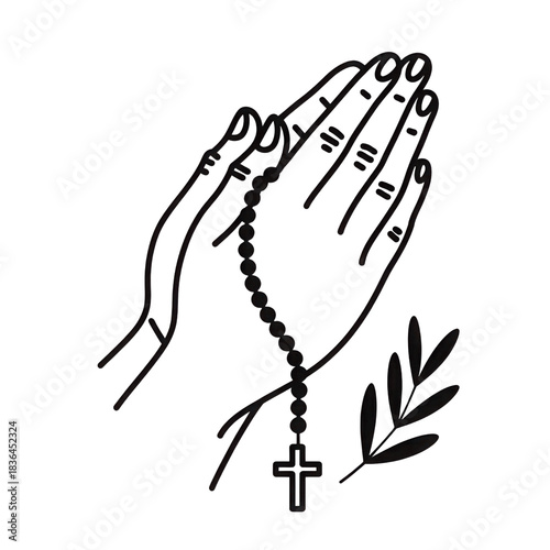 praying hands with rosary and cross clip art preview