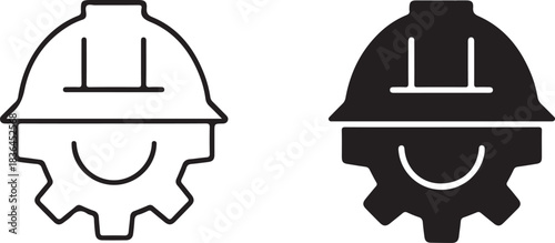 Collection of construction helmet icons silhouette