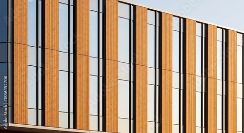 Wallpaper Mural Modern Building Facade with Vertical Panels and Glass Windows. Torontodigital.ca