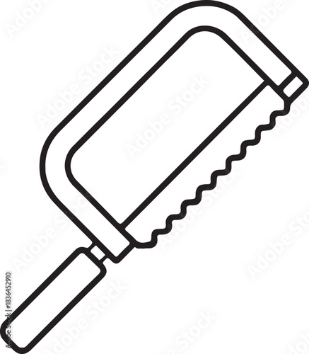 Industrial hacksaw blade silhouette for cutting and construction