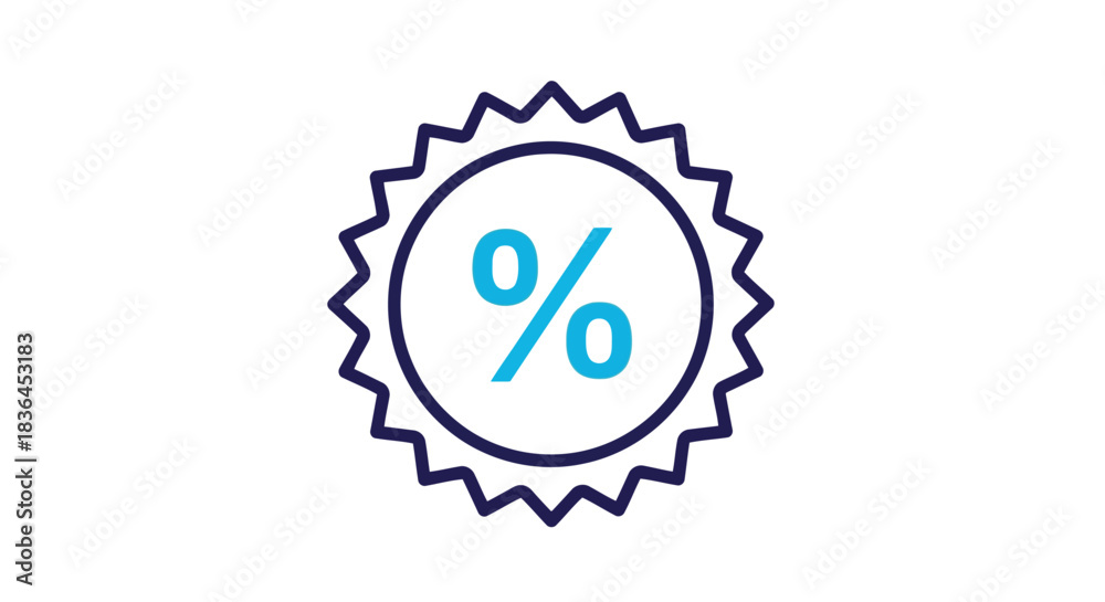 Obraz premium Percentage discount badge icon with jagged edge isolated on