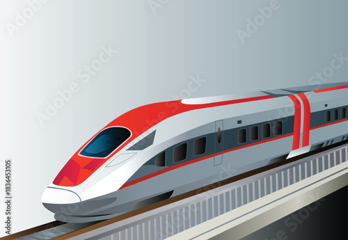 High-Speed Bullet Train on Tracks