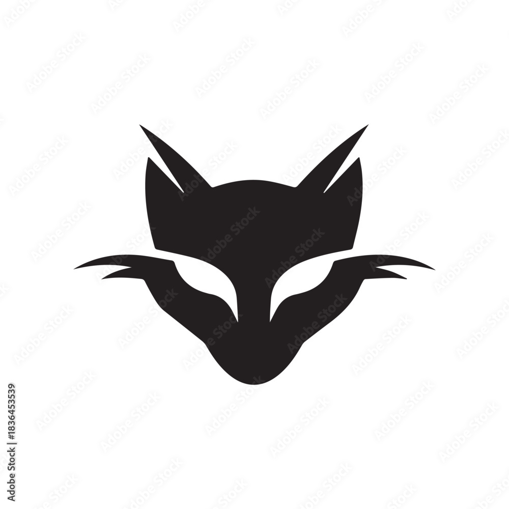 Obraz premium Bold Fierce Lynx Head Silhouette Logo in Modern Minimalist Wild Cat Style.