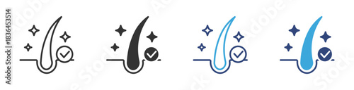 Healthy Hair Follicle Icon Set, Scalp Care Illustration, Hair Growth Health and Dermatology Treatment concept icon, vector illustration.