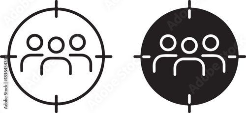 Set of matching target icons in silhouette style