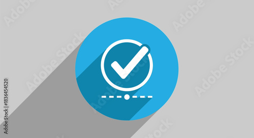 Blue circle icon with white checkmark and long shadow effect