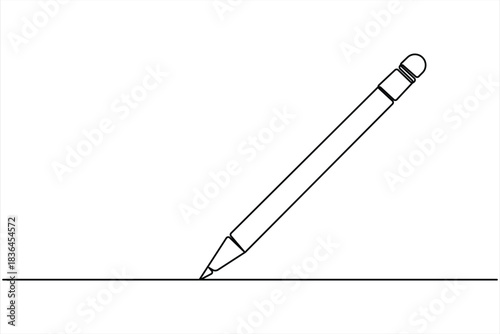 Wooden pencil continuous one line drawing vector illustration. Single line design for education vector illustration