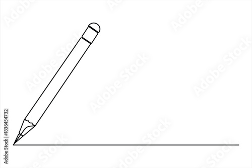 Wooden pencil continuous one line drawing vector illustration. Single line design for education vector illustration