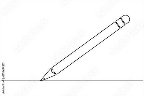 Wooden pencil continuous one line drawing vector illustration. Single line design for education vector illustration