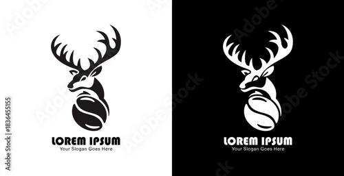 Coffee bean logo design combined with a deer head