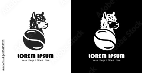 Coffee bean logo design combined with an alpaca head