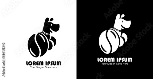 Coffee bean logo design combined with a dog