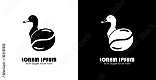 Coffee bean logo design combined with a duck head