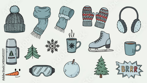 Winter Clothing and Accessories Collection for Cold Weather Activities.