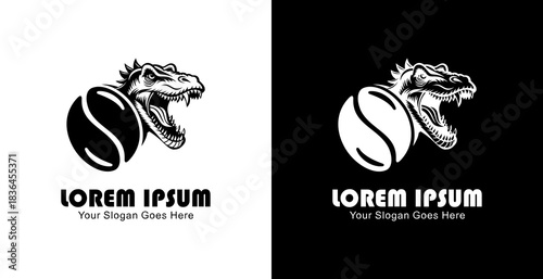 Coffee bean logo design combined with a dinosaur head