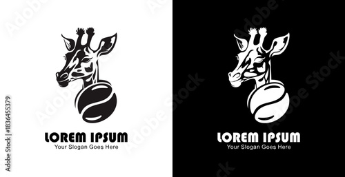 Coffee bean logo design combined with a giraffe head