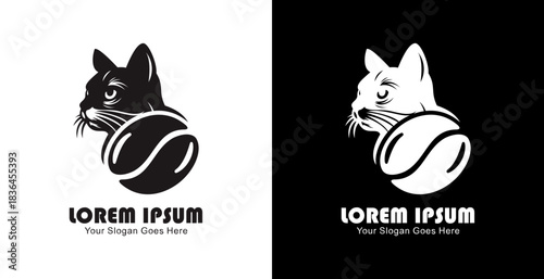 Coffee bean logo design combined with a cat's head