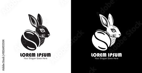 Coffee bean logo design combined with a rabbit