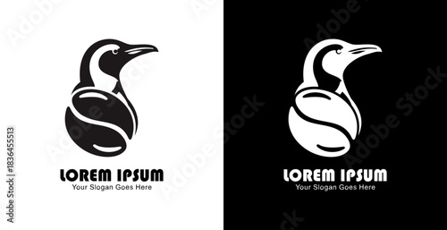 Coffee bean logo design combined with penguin