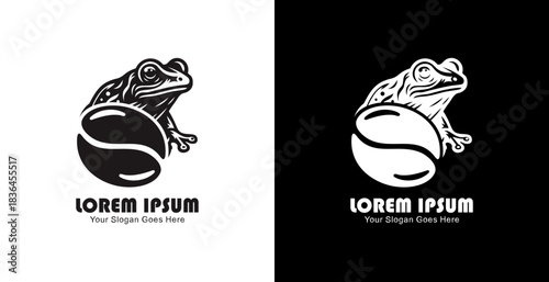 Coffee bean logo design combined with a frog