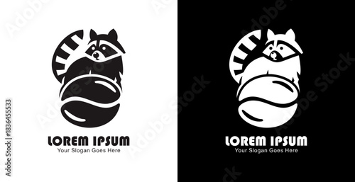 Coffee bean logo design combined with a raccoon