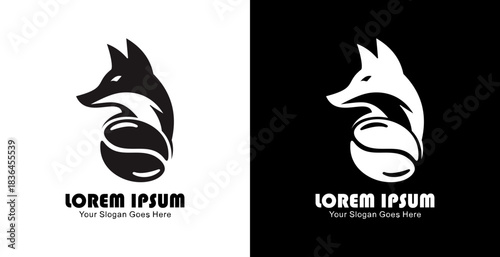 Coffee bean logo design combined with a fox head