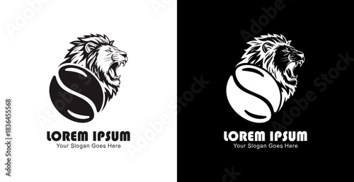 Coffee bean logo design combined with a lion's head