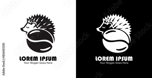 Coffee bean logo design combined with a hedgehog