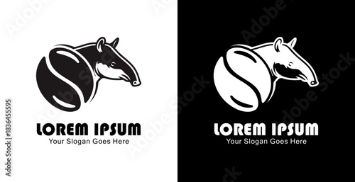Coffee bean logo design combined with a tapir head