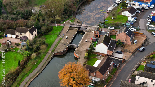Aerial Photo Thorn Lock Stainforth and Keadby Canel Yorkshire. The Stainforth and Keadby Canal is a navigable canal in South Yorkshire and Lincolnshire, England. It connects the River Don Navigation.