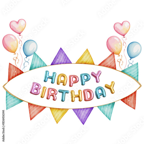 happy birthday card with balloons