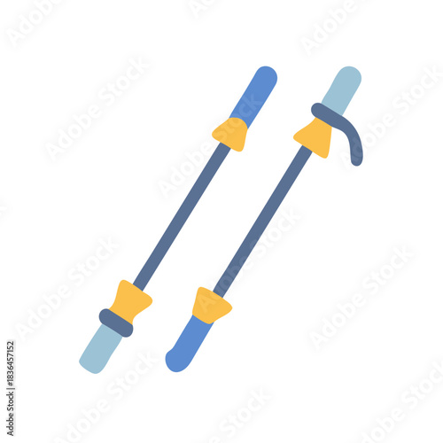 Minimalist illustration of two ski poles on black background