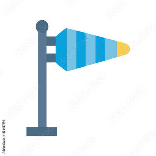 Illustration of a windsock weather vane with blue stripes