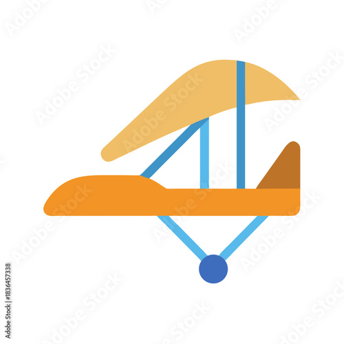 Vintage ultralight airplane in simple graphic style on black
