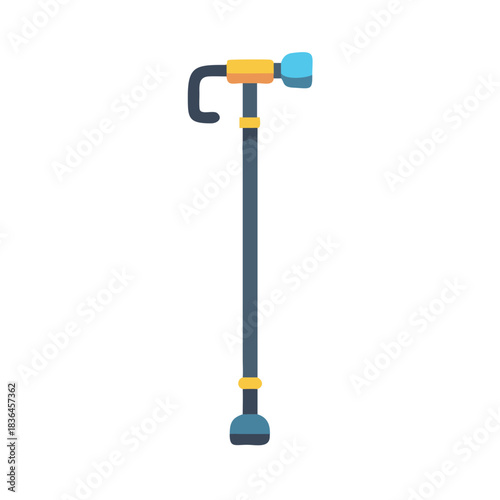 Stylized walking stick on black background for medical use