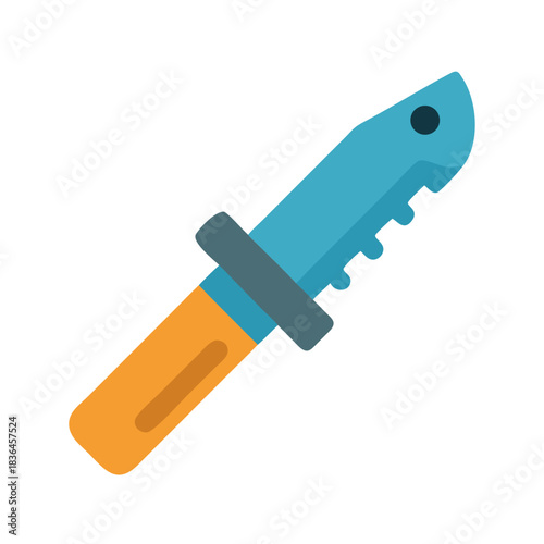 Stylized vector icon of a survival knife on black