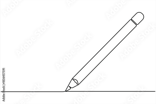 Wooden pencil continuous one line drawing vector illustration. Single line design for education vector illustration