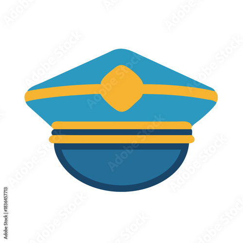 Blue and Gold Officer Hat Isolated on Black Background