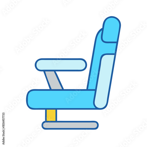 Aviation passenger seat illustration on a black background view