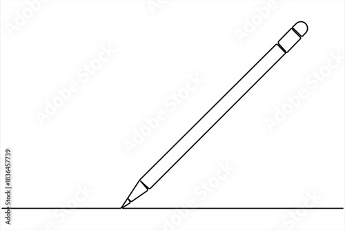 Wooden pencil continuous one line drawing vector illustration. Single line design for education vector illustration