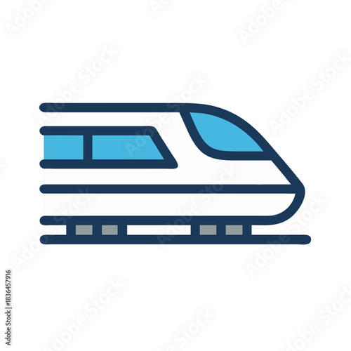 Modern high-speed train, fast transport illustration with blue accents