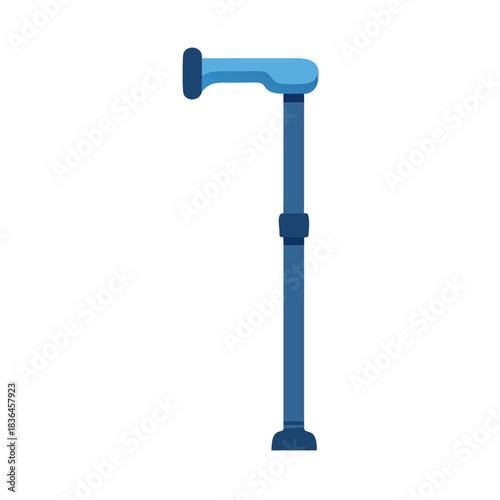 Blue adjustable walking cane on black background illustration graphic