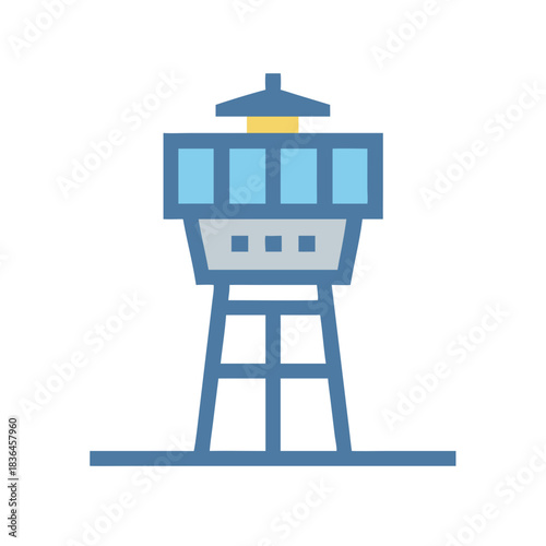 Modern flat design air traffic control tower illustration