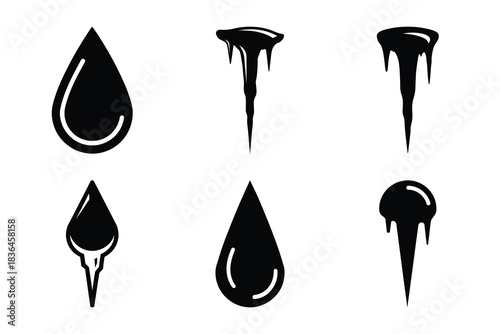 Christmas icicle drop icon set. Vector illustration of silhouette icons.