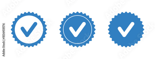 Blue Verified Checkmark Badges Set