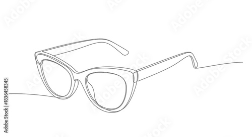Elegant cat eye sunglasses depicted in a continuous single line drawing style on a clean white background