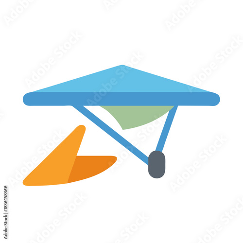 Simple vector graphic of blue and orange hang glider