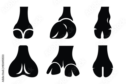 Christmas reindeer hoof icon set. Vector illustration of silhouette icons.