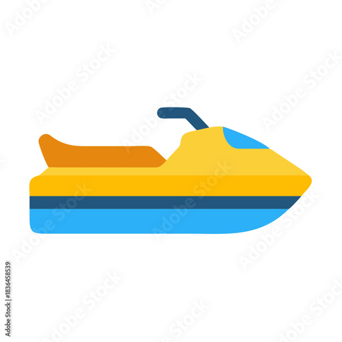 Stylized vector illustration of a yellow and blue jet ski