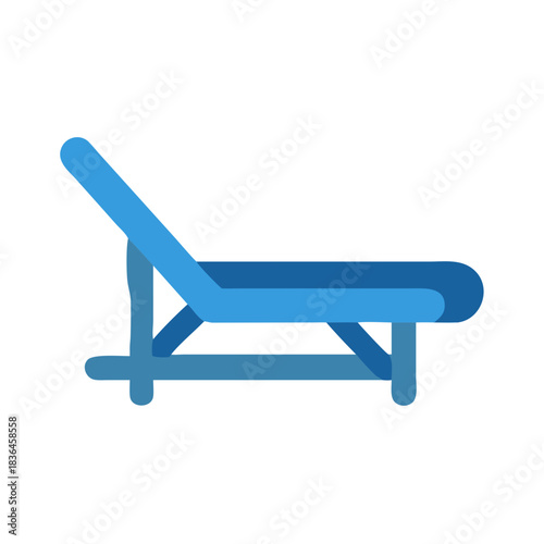 Minimalist blue beach chair illustration on black background